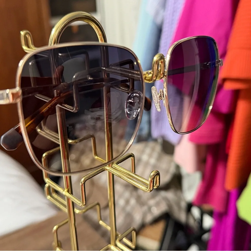 Kenneth Cole New York Geometric Butterfly Sunglasses NWT Gold Gradient Lens OS
